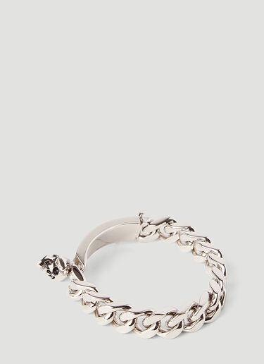 Alexander McQueen Skull Charm Curb-Chain Bracelet Silver amq0145110