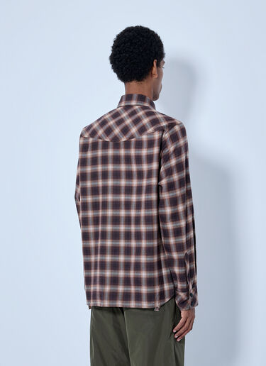 LN-CC® - Moncler Grenoble: Checked Long Sleeve Shirt - Brown Moncler Grenoble Checked Long Sleeve Shirt Brown mog0165024