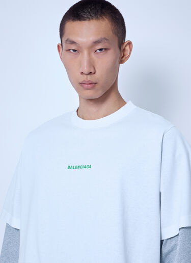 LN-CC® - Balenciaga: Hybrid Double T-Shirt - White Balenciaga Hybrid Double T-Shirt White bal0166011