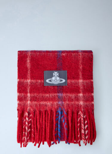 LN-CC® - Vivienne Westwood: Checked Wool Scarf - Red Vivienne Westwood Checked Wool Scarf Red vvw0166025