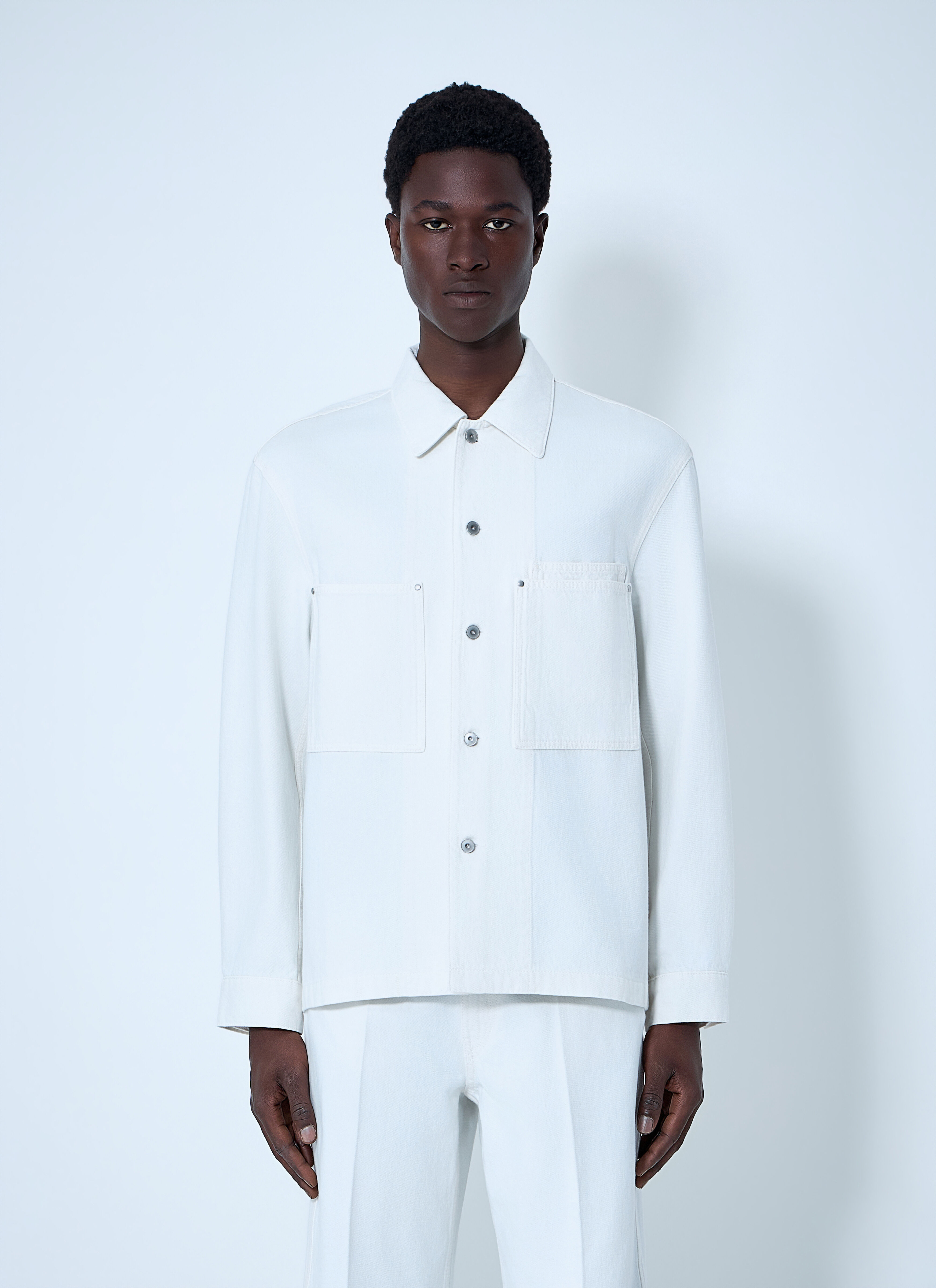 Lemaire Men's' Cotton Twill Overshirt in White | LN-CC®