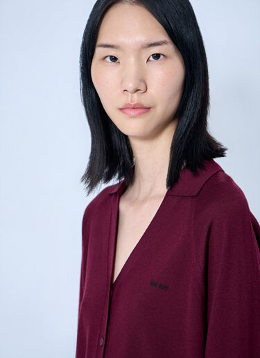 Miu Miu Knit Cardigan with Logo Bordeaux miu0265014