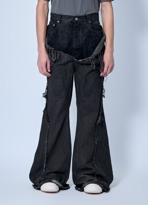 Rick Owens DRKSHDW Shredded Denim Slivered Bootcut Jeans Dark Grey drk0166008