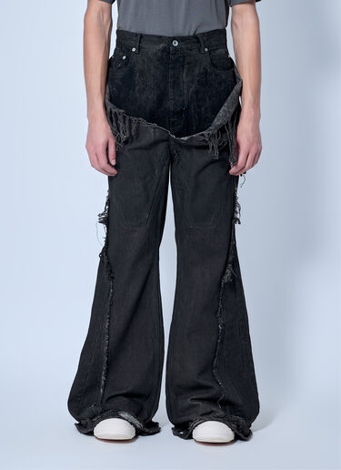 Rick Owens DRKSHDW 破洞牛仔微喇叭裤 深灰色 drk0166008