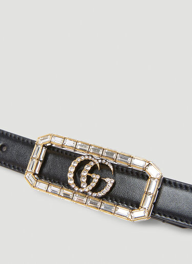 Gucci Crystal Double G Buckle Belt Black guc0253156
