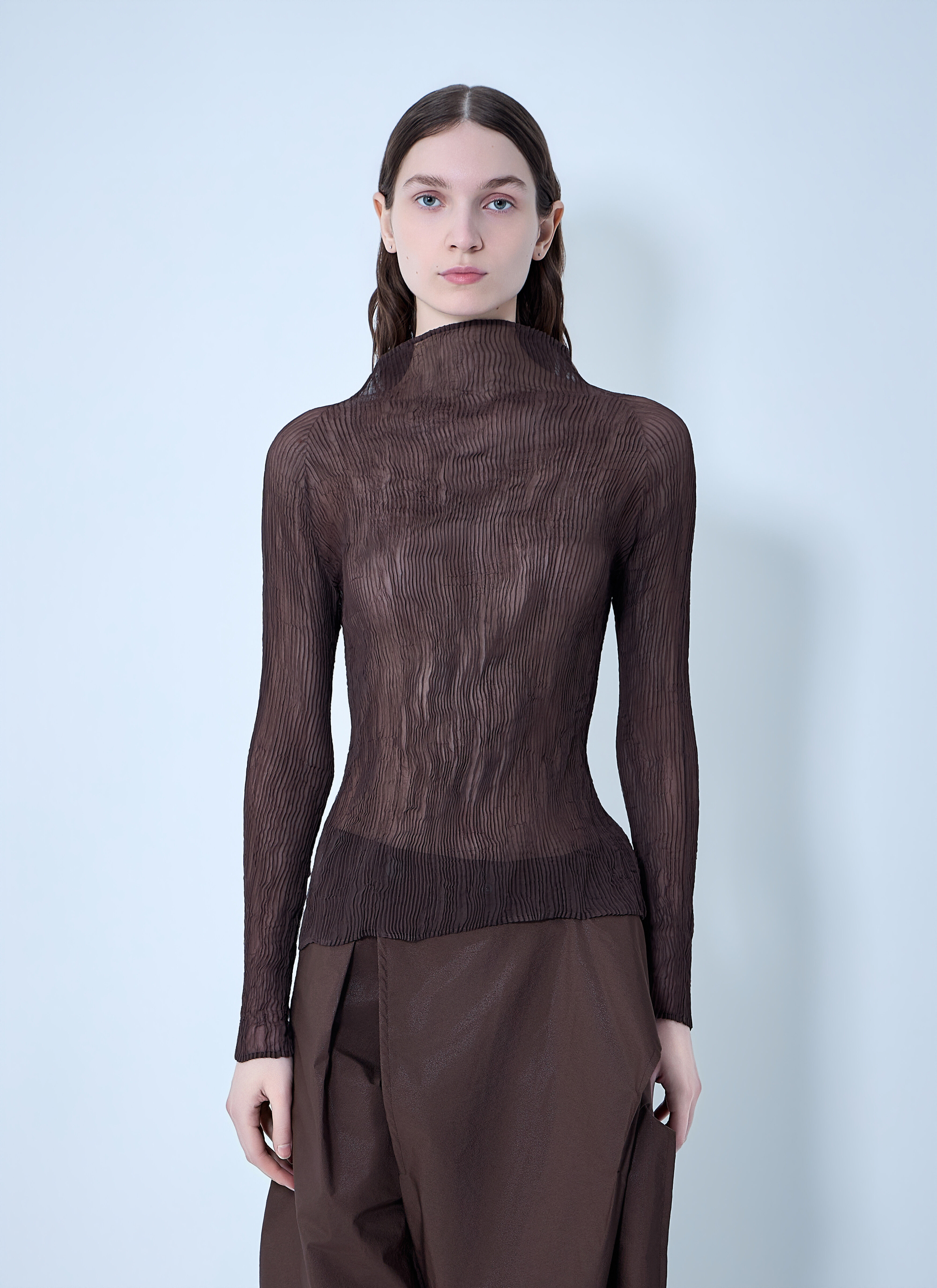 Issey Miyake Women's' Chiffon Twist Top in Brown | LN-CC®