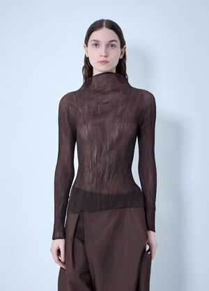 Issey Miyake Chiffon Twist Top Brown ism0264004