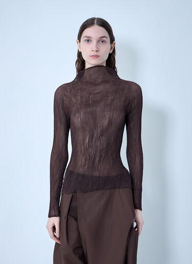 Issey Miyake Chiffon Twist Top Brown ism0264004