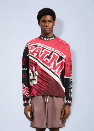 Palm Angels Racing Loose Long-Sleeved T-Shirt Red pma0164149