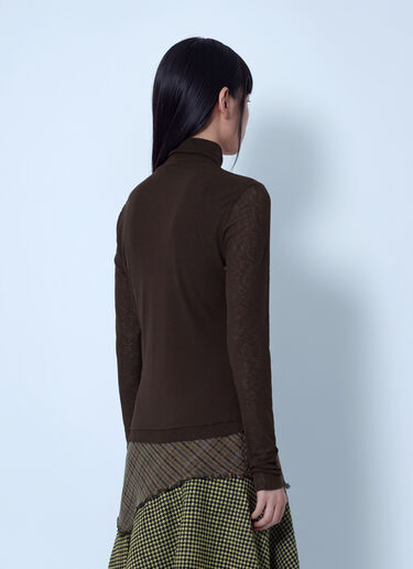 GANNI Marl Mesh Turtleneck Brown gan0266009
