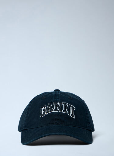 GANNI Logo Motif Baseball Cap Black gan0263064