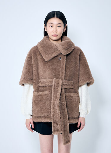 Max Mara Short Sleeve Belted Teddy Coat Beige max0259025