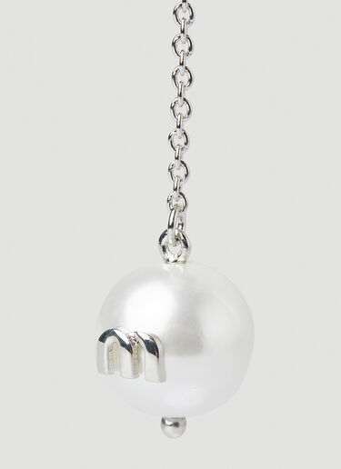 Miu Miu M Pearl Drop Earrings Silver miu0248028