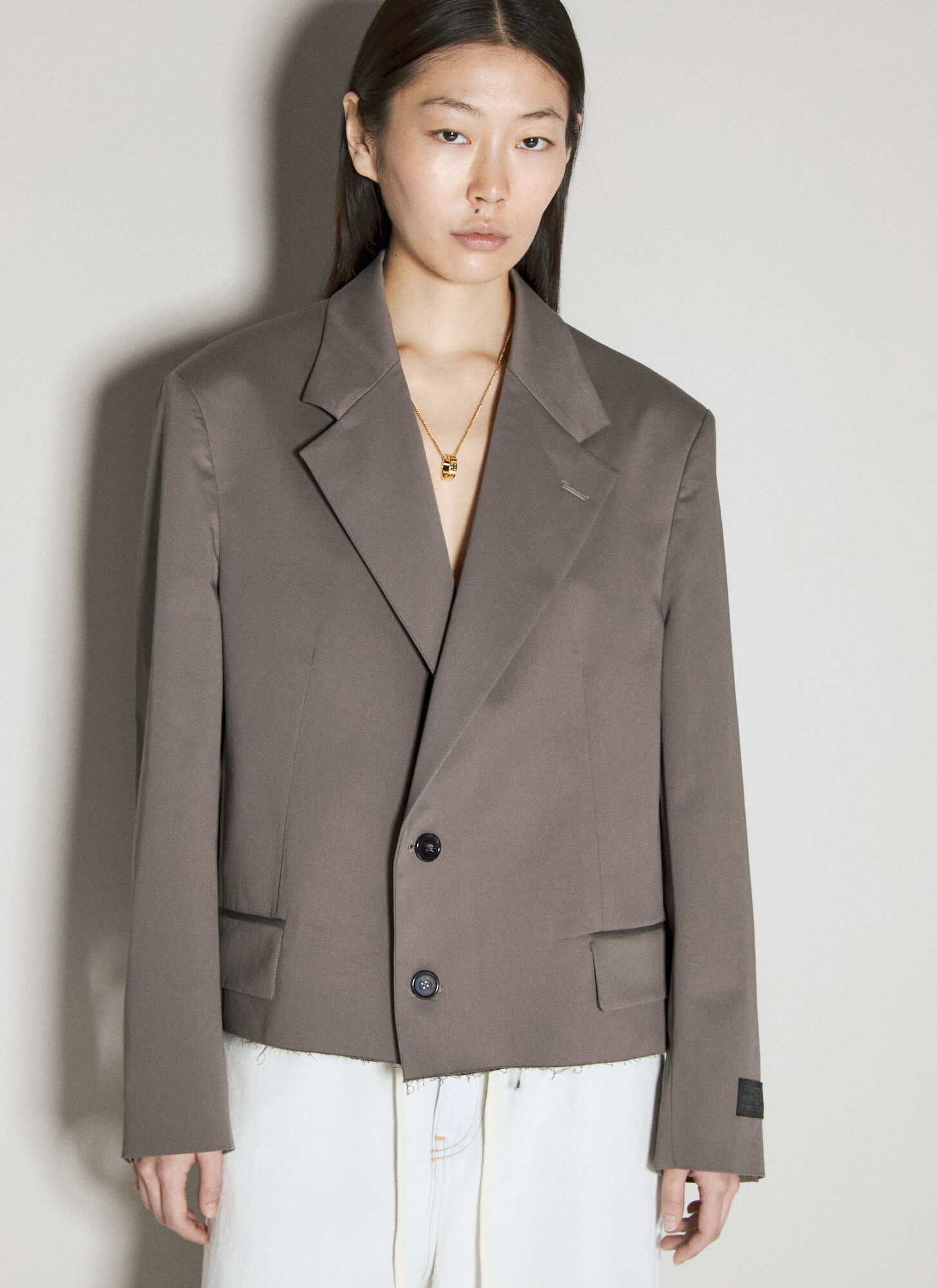 Shop Mm6 Maison Margiela Raw Hem Suit Blazer In Grey