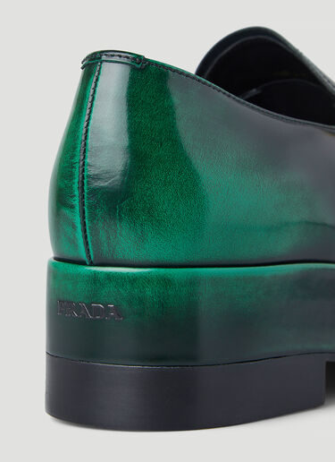Prada Brushed Leather Loafers Green pra0146011