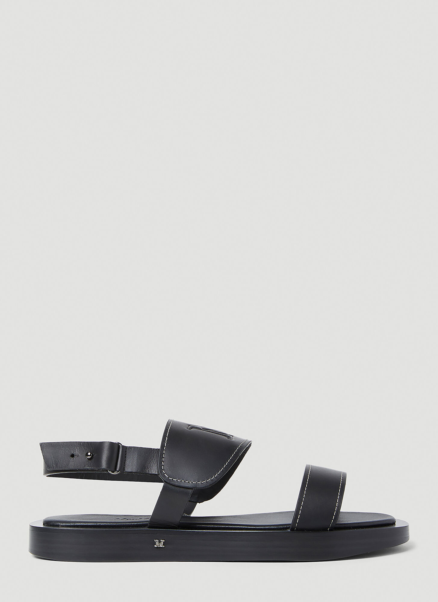 Max Mara 10mm Diana Leather Flat Sandals In Black
