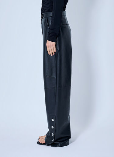 LN-CC® - Sportmax: Wide-Leg Leather Trousers - Black Sportmax Wide-Leg Leather Trousers Black spx0265009