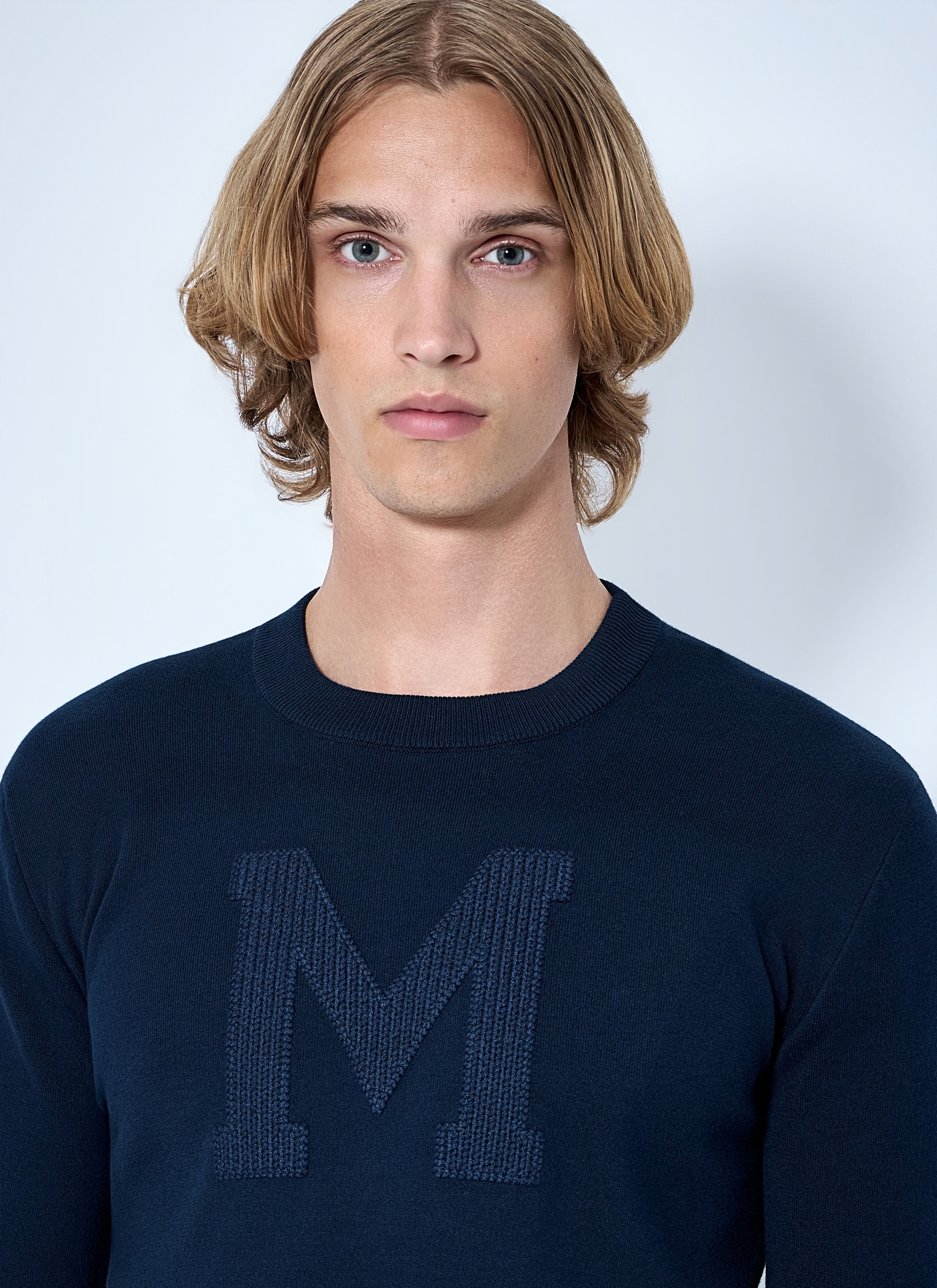 Moncler Men's' Embroidered Logo Sweater in Blue | LN-CC®