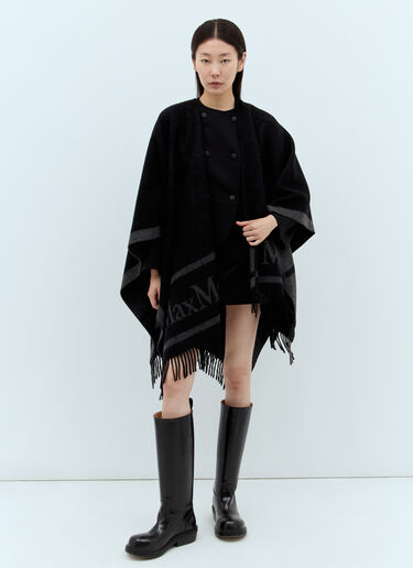 Max Mara 流苏羊毛斗篷 黑色 max0257034