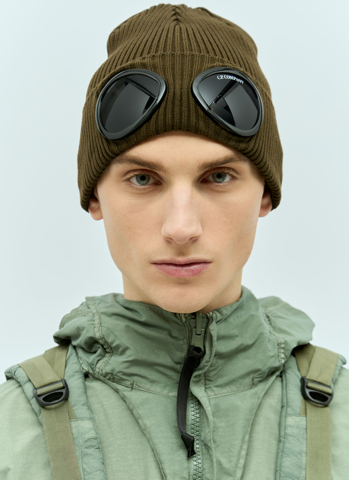 Shop C.p. Company Goggle Beanie Hat In Green