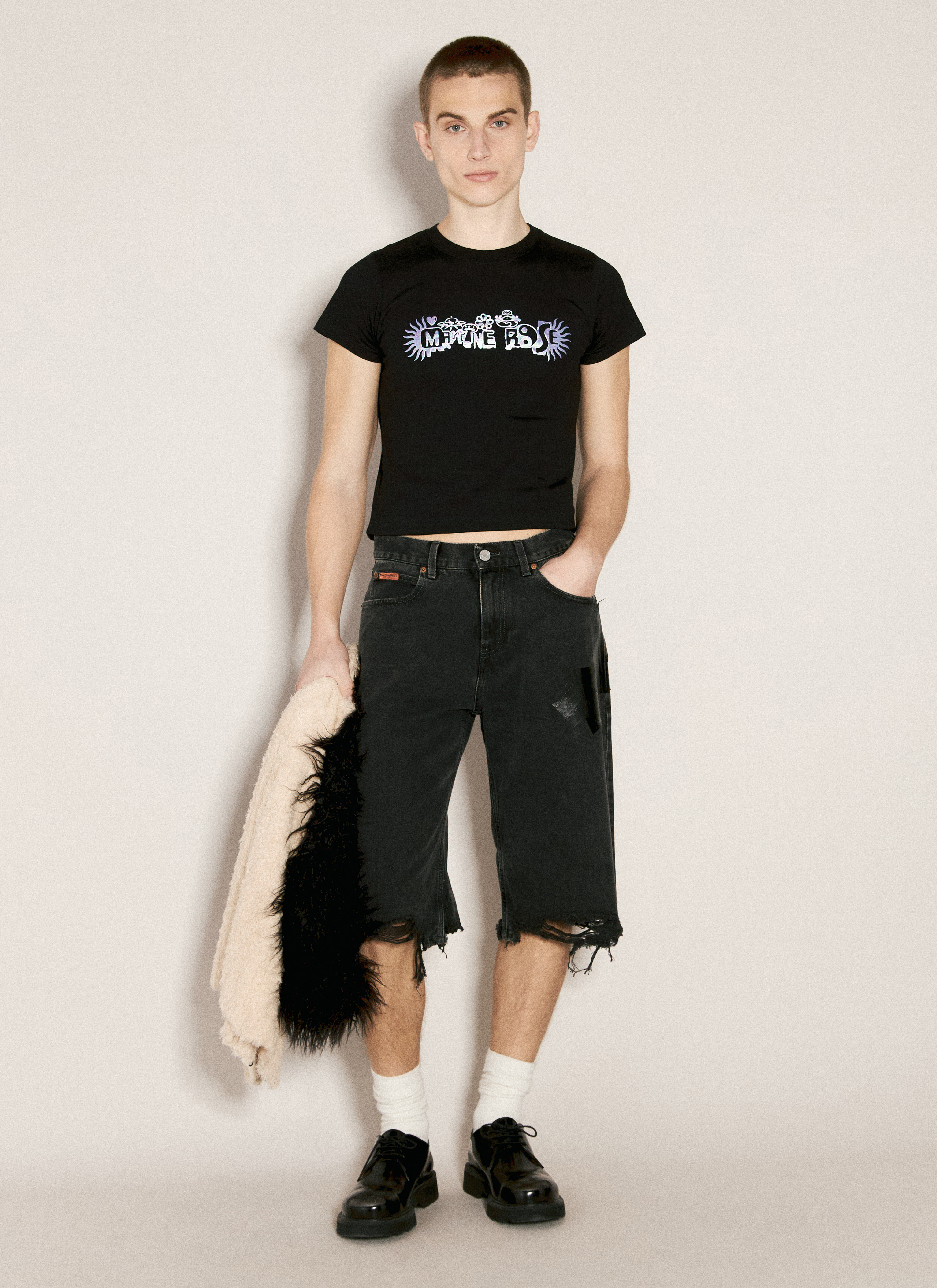 Martine Rose Men s Tape Denim Shorts in Black LN CC
