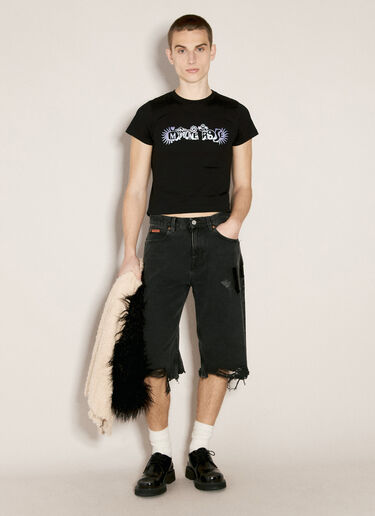 Martine Rose Tape Denim Shorts Black mtr0356003