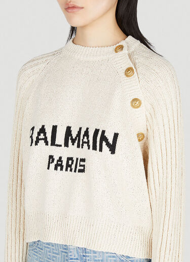 Balmain Logo Knit Sweater Cream bln0252012