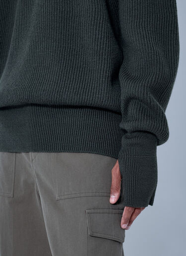 LN-CC® - RIER: Ribbed High Neck Sweatshirt - Green RIER Ribbed High Neck Sweatshirt Green rrr0165005
