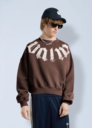 Palm Angels Big Neck Logo Loose Sweatshirt Brown pma0166277