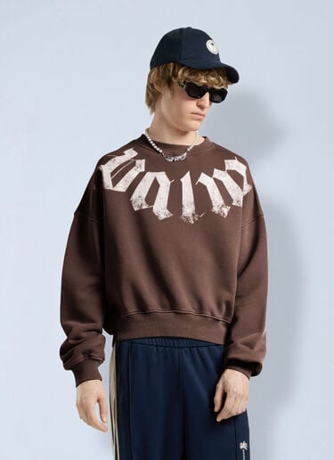 Palm Angels Big Neck Logo Loose Sweatshirt Brown pma0166277