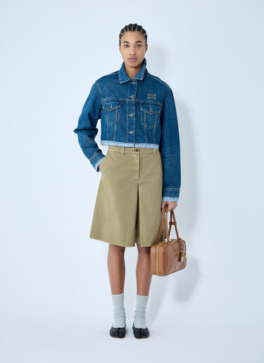 Miu Miu Contrast Hem Denim Jacket Blue miu0260013