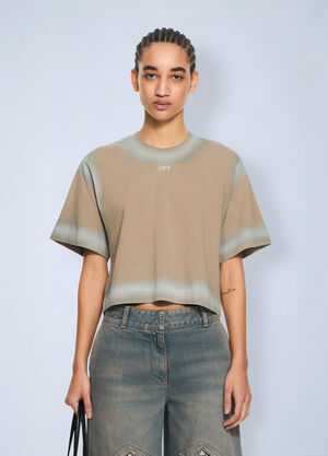 Off-White Spray Off Stamp Crop T-shirt Beige ofw0264007