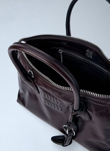 LN-CC® - Miu Miu: Leather Top Handle Bag - Dark Burgundy Miu Miu Leather Top Handle Bag Dark Burgundy miu0266103