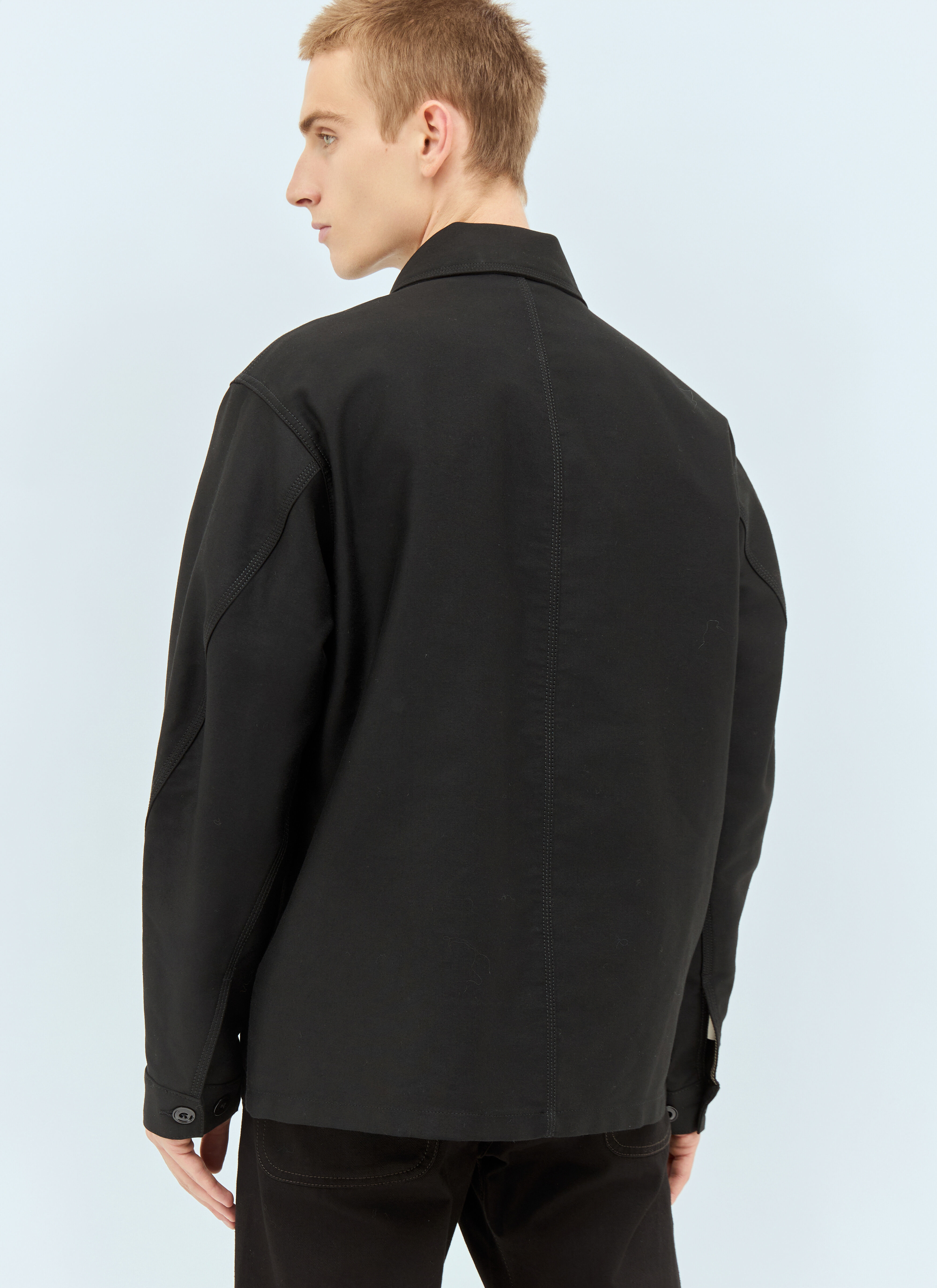 Lemaire Men's' Twisted Sleeve Workwear Jacket in Black | LN-CC®