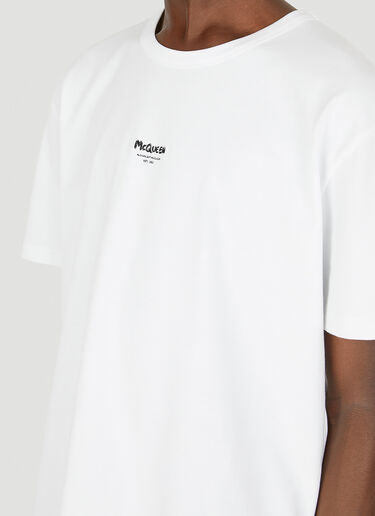 Alexander McQueen Graffiti Logo Print T-Shirt White amq0149009