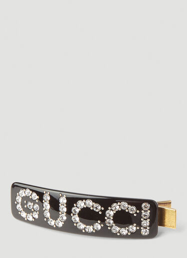Gucci クリスタルロゴ シングルヘアクリップ ブラック guc0245201