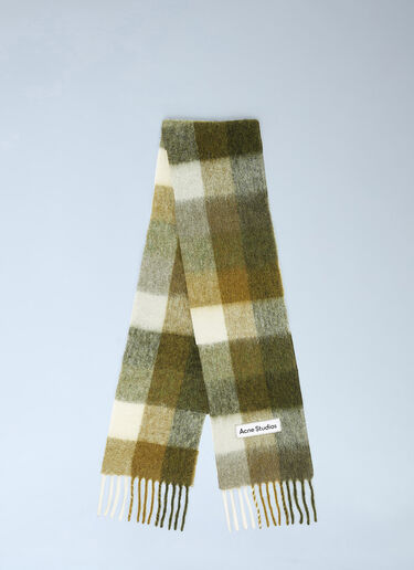 Acne Studios 로고 패치 체크 스카프 그린 acn0154039