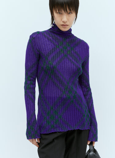 Burberry Check Mohair Blend Sweater Purple bur0254006