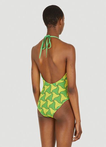 Bottega Veneta Ghost Print Crinkled Swimsuit Green bov0247026