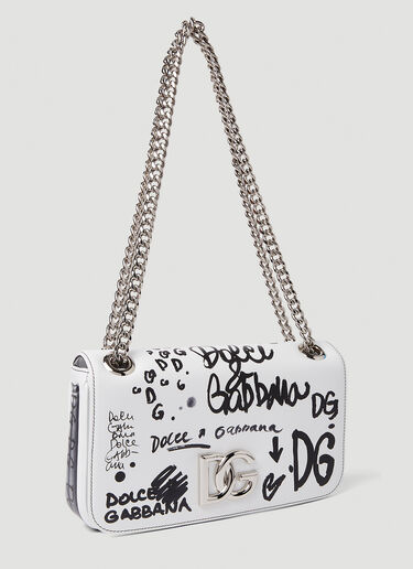 Dolce & Gabbana Logo Scribble Shoulder Bag White dol0250027