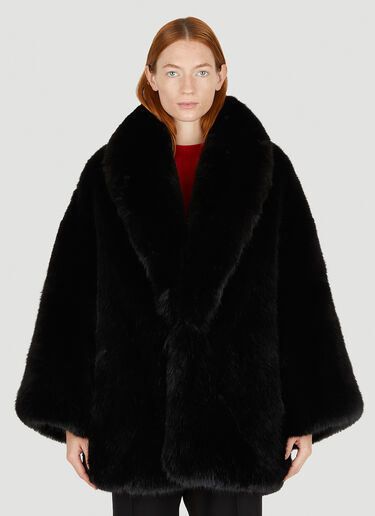 Saint Laurent Faux Fur Coat Black sla0249036