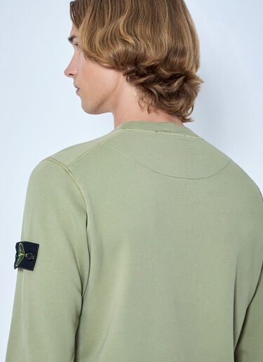 LN-CC® - Stone Island: Crewneck Sweatshirt with Arm Patch - Green Stone Island Crewneck Sweatshirt with Arm Patch Green sto0165046