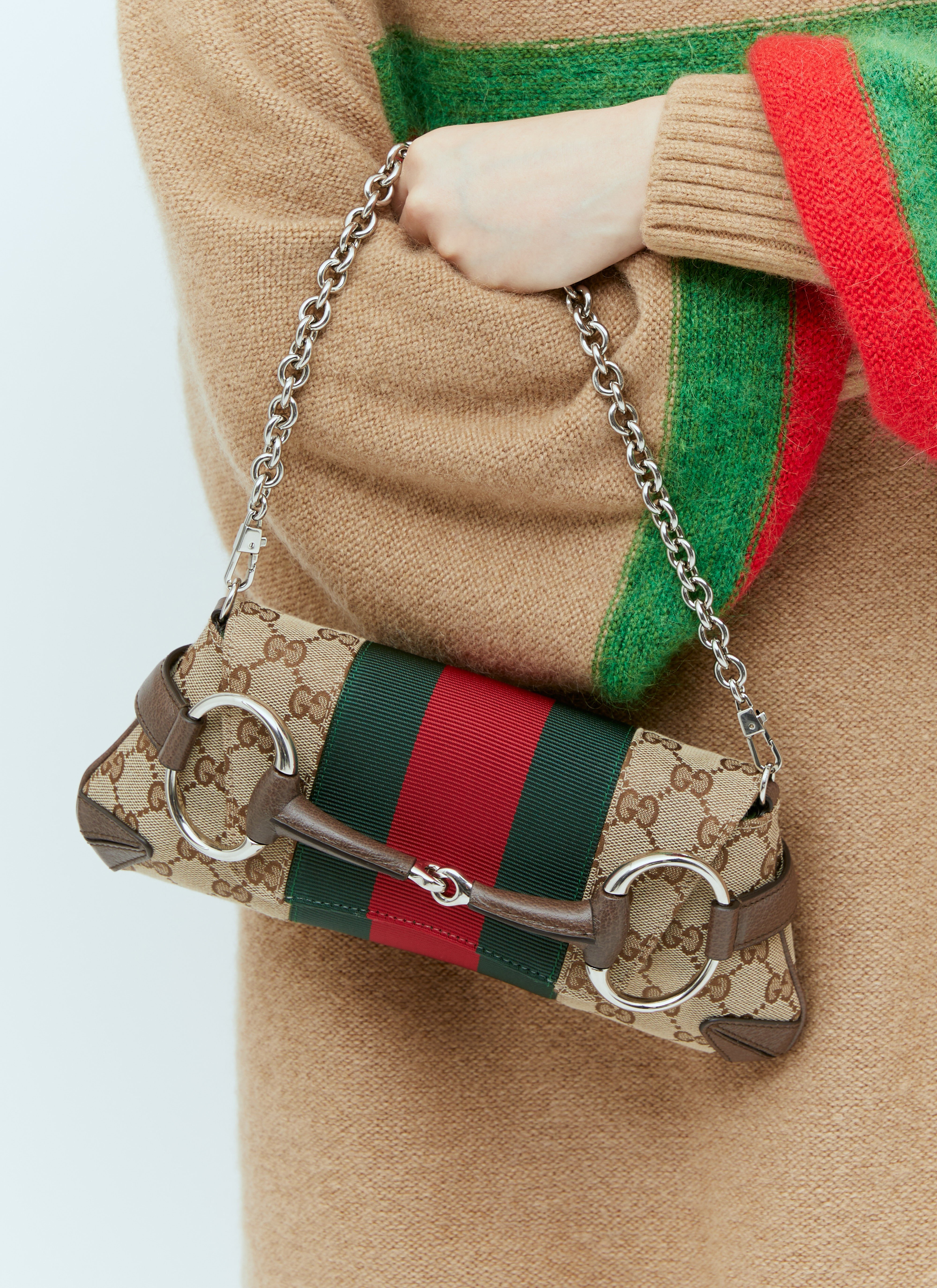 Gucci GG Horsebit Chain Small Shoulder Bag Navy guc0257012