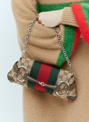 Gucci GG Horsebit Chain Small Shoulder Bag Brown guc0254056