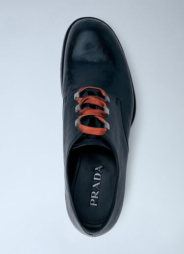 LN-CC® - Prada: Antiqued Leather Lace-Ups - Black Prada Antiqued Leather Lace-Ups Black pra0166221