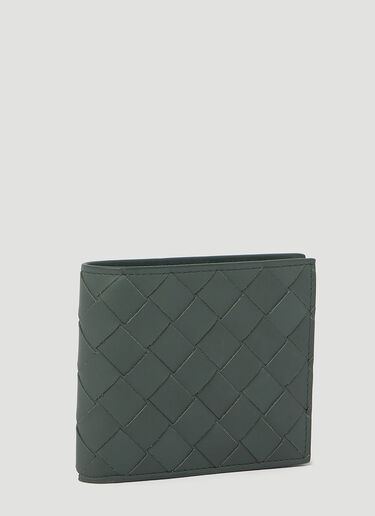 Bottega Veneta Intrecciato Bi Fold Leather Wallet Grey bov0154024