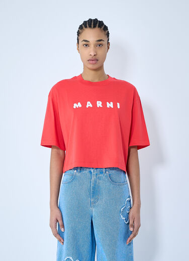 Marni Logo Print T-shirt Red mni0259012