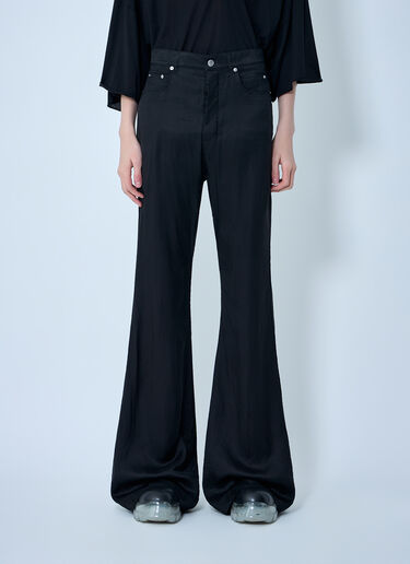 Rick Owens Flared Trousers in Smooth Weave Black ric0164003
