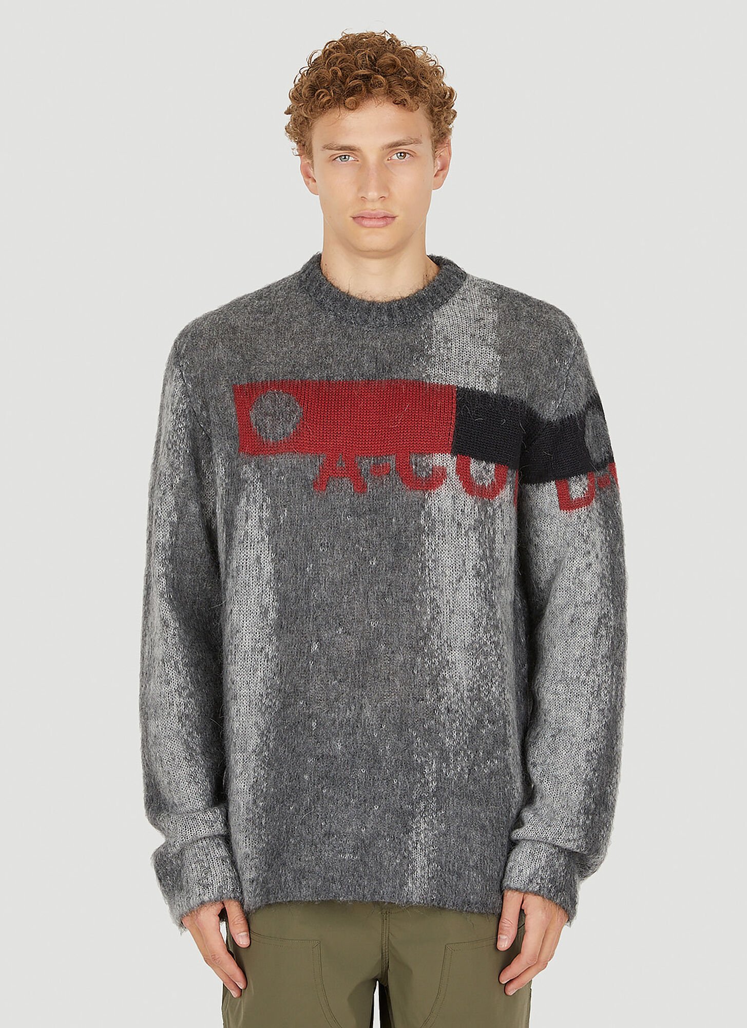 Shop A-cold-wall* Sprayed Logo Jacquard Sweater In Grey