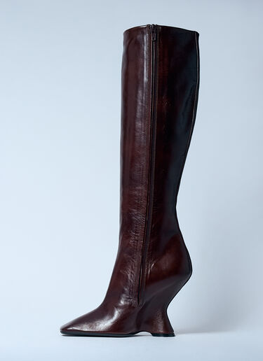 Dries Van Noten Leather Wedge Boots Brown dvn0258032